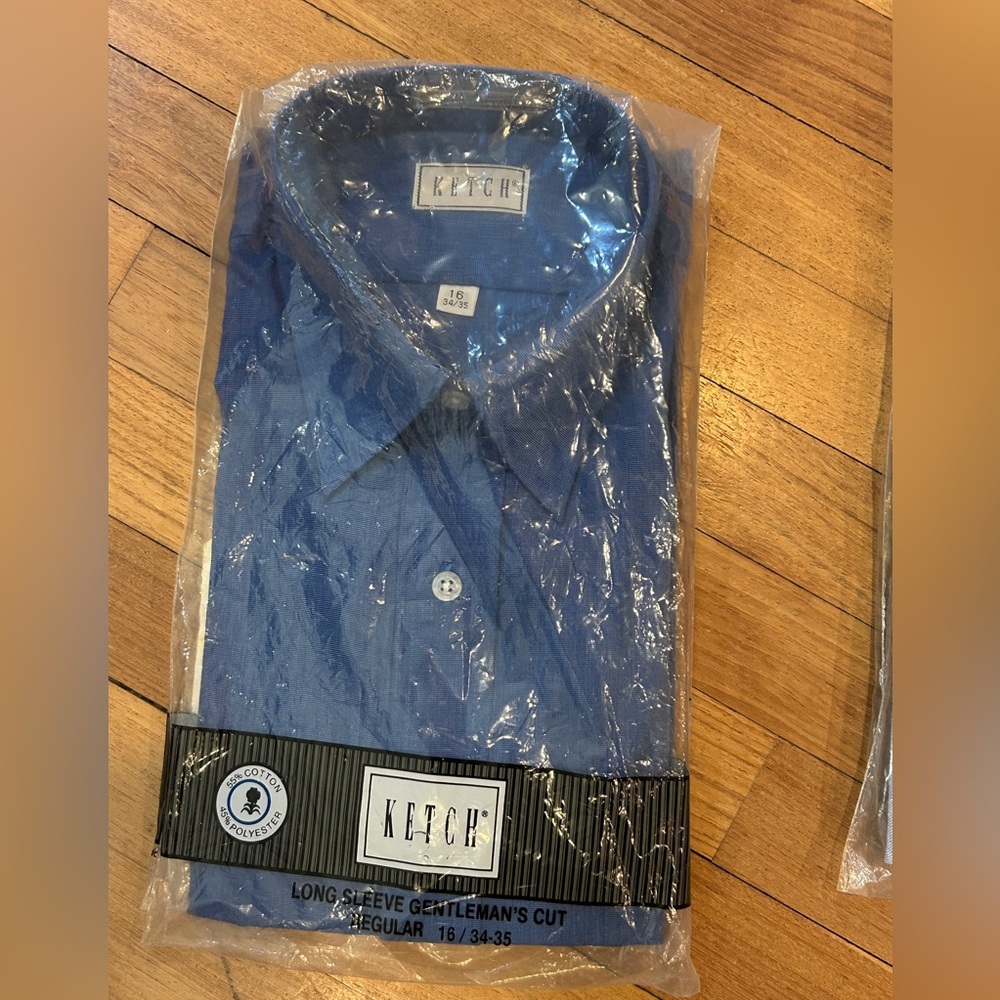Ketch Men’s Blue Long Sleeve Shirt 16 34/35  GENTLEMAN’S CUT - NEW P15